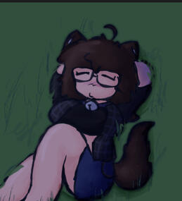 drawing of my sona laying grass at night